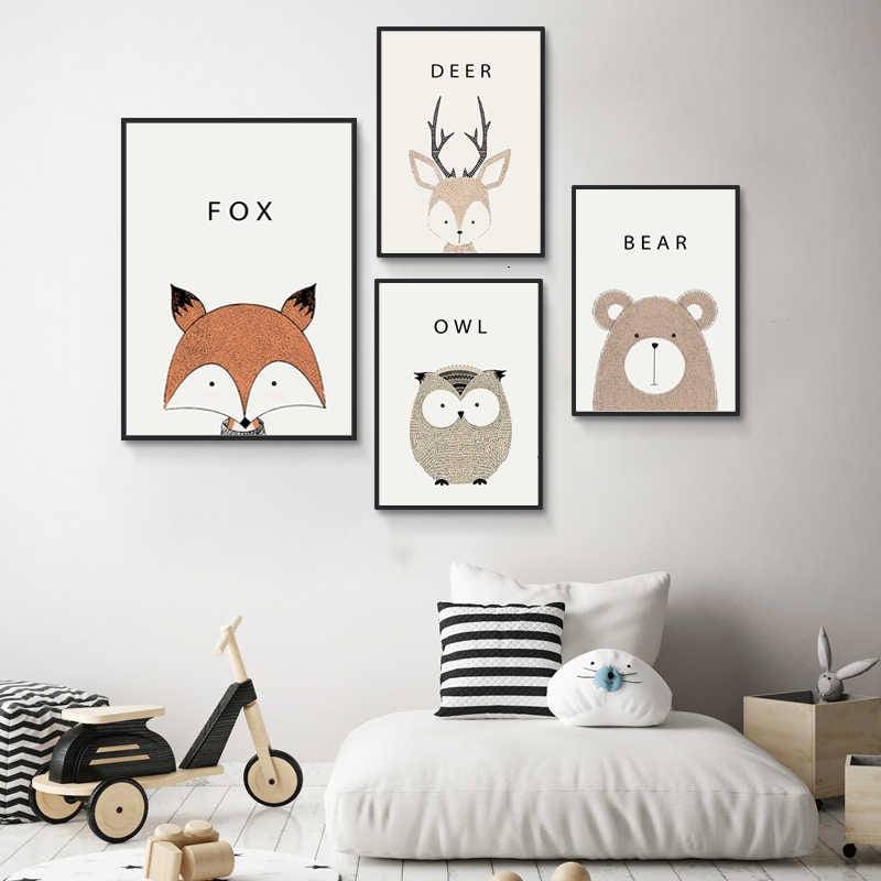 Plakat do pokoju dziecka z wizerunkami zwierzątek - Fox Dla dzieci Grafika Plakaty Decorateo.pl