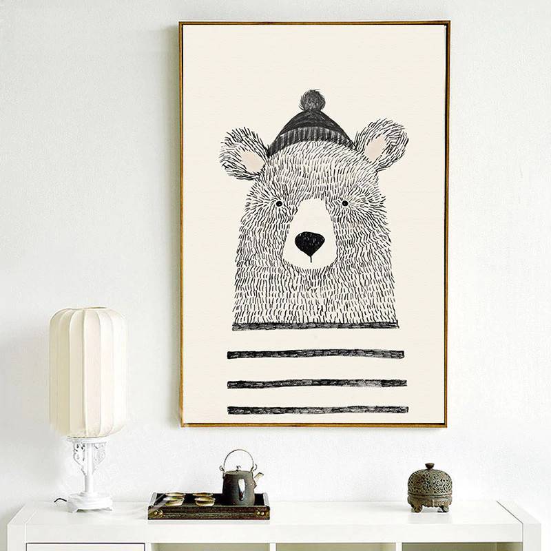 Plakat rysunkowy dekoracja ścienna - Nordic Art Bear decorateo.pl