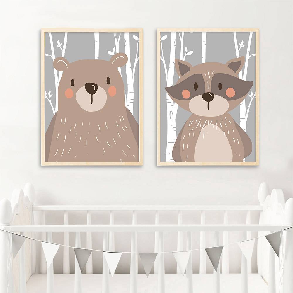 Rysunkowy plakat dla dzieci - Rabbit Fox Bear decorateo.pl