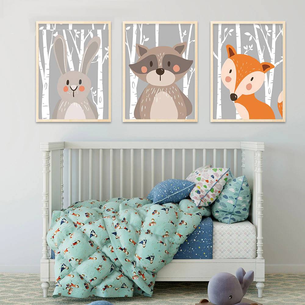 Rysunkowy plakat dla dzieci - Rabbit Fox Bear decorateo.pl