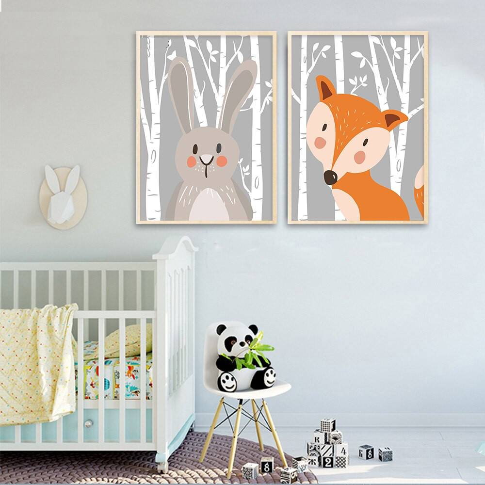 Rysunkowy plakat dla dzieci - Rabbit Fox Bear decorateo.pl