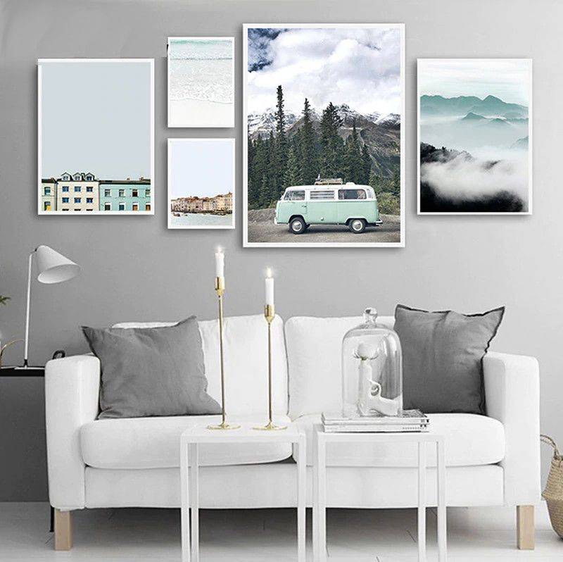 Plakat krajobraz 'Nordic Travel Landscape', dekoracja, nowoczesny wystrój, druk na płótnie Canvas Krajobrazy Plakaty Decorateo.pl