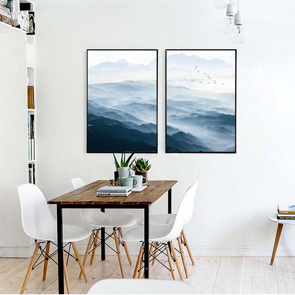 Plakat natura 'Foggy Mountain Landscape', dekoracja, druk na płótnie Canvas Natura Plakaty Decorateo.pl