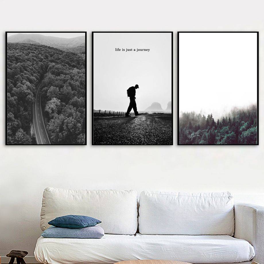 Plakat czarno biały z górskimi krajobrazami - Journey Czarno białe Krajobrazy Decorateo.pl